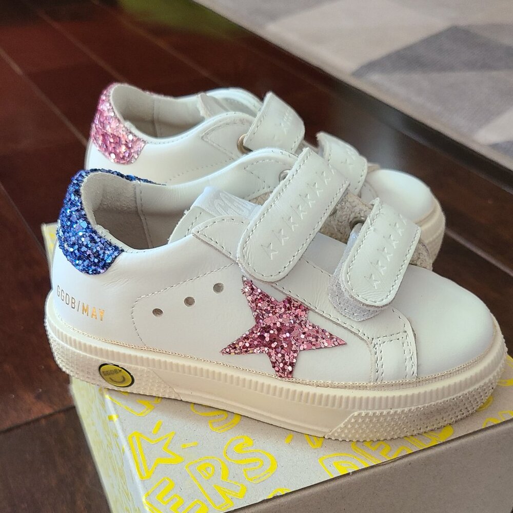 Golden Goose May School White Light Blue Pink Sneakers